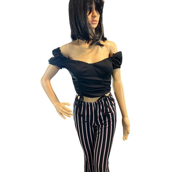 (6 for $25)Shein Puff Sleeve Ruched Off the Shoulder Blouse size‎ XS - Picture 1 of 6